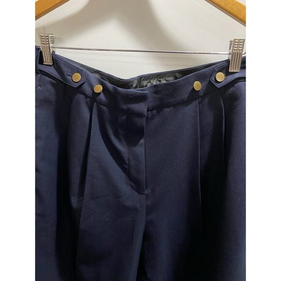 RAG & BONE Luca Navy Blue Pleated Satin-trimmer Twill Shorts Sz 10 - Picture 10 of 11